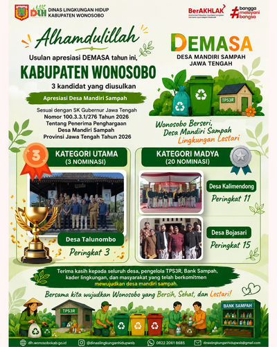 Tiga Desa di Kabupaten Wonosobo Raih Penghargaan Desa Mandiri Sampah Provinsi Jawa Tengah Tahun 2026