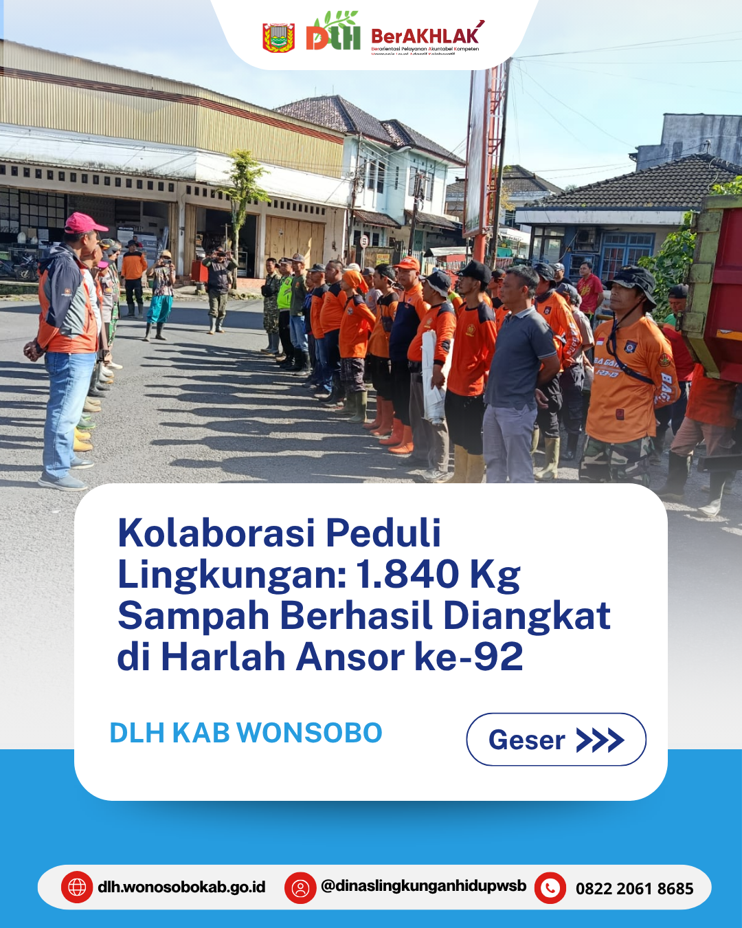 Ansor Banser Bersama RPB, Kelurahan Wonosobo Timur, dan DLH Angkat 1.840 Kg Sampah dari Sungai