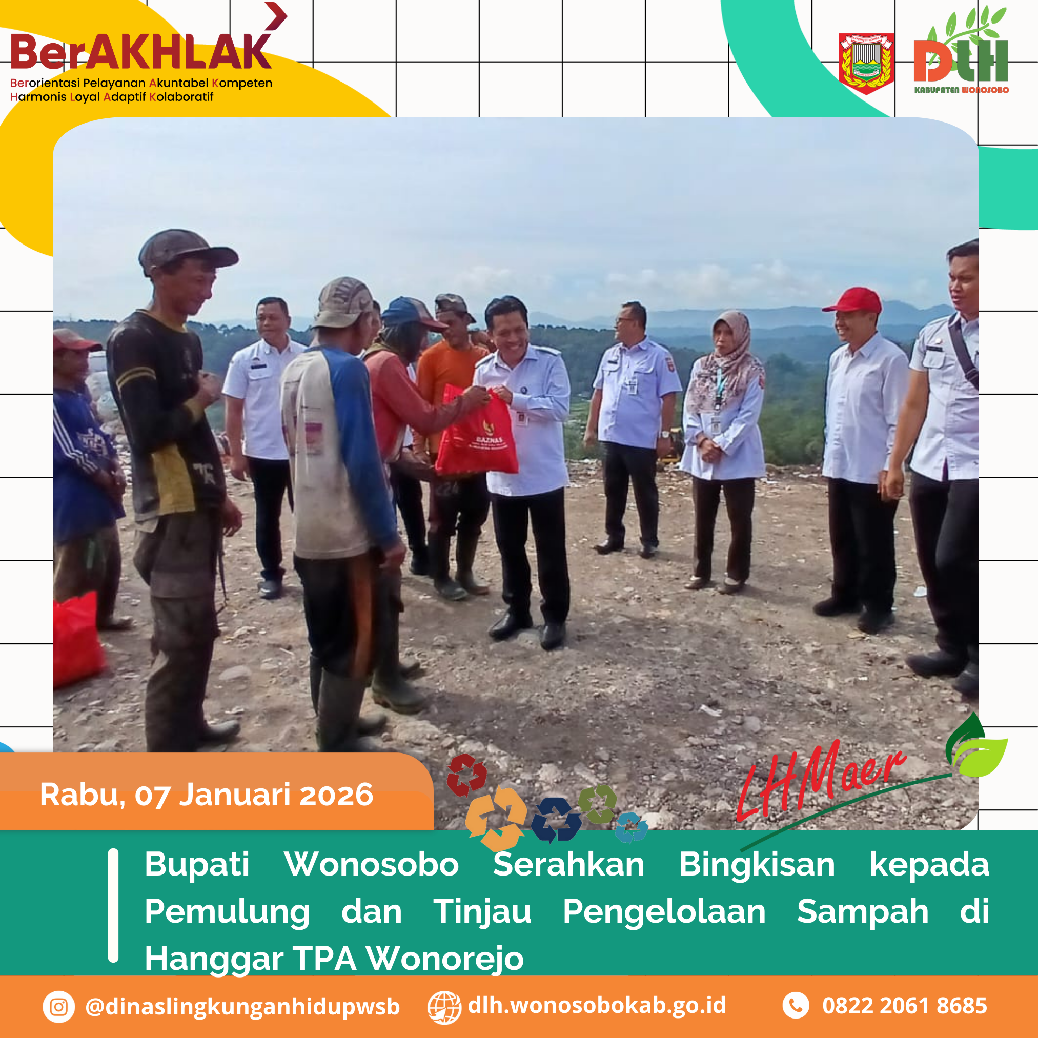 Bupati Wonosobo serahkan Bingkisan dari BAZNAS kepada pemulung yang ada di TPA